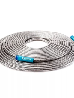 Sun Joe AJSGH100 Heavy-Duty Spiral Constructed Stainless Steel Garden Hose | 100-Feet | 1/2 In. Diameter